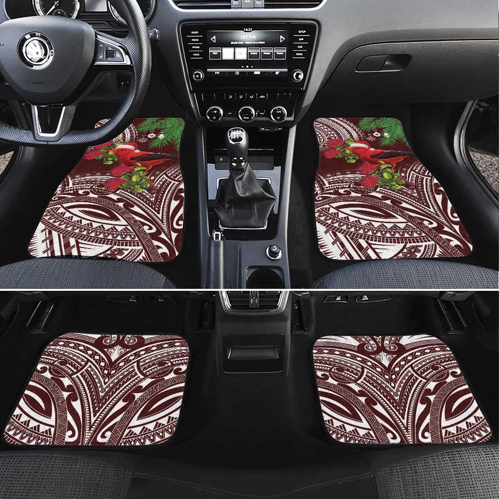 Christmas Hawaii with I'iwi Bird Car Mats Aloha Mele Kalikimaka - Oxblood Art LT9 Set 4pcs Oxblood - Polynesian Pride
