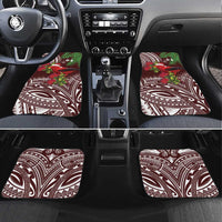 Christmas Hawaii with I'iwi Bird Car Mats Aloha Mele Kalikimaka - Oxblood Art LT9 Set 4pcs Oxblood - Polynesian Pride