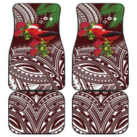 Christmas Hawaii with I'iwi Bird Car Mats Aloha Mele Kalikimaka - Oxblood Art LT9 - Polynesian Pride
