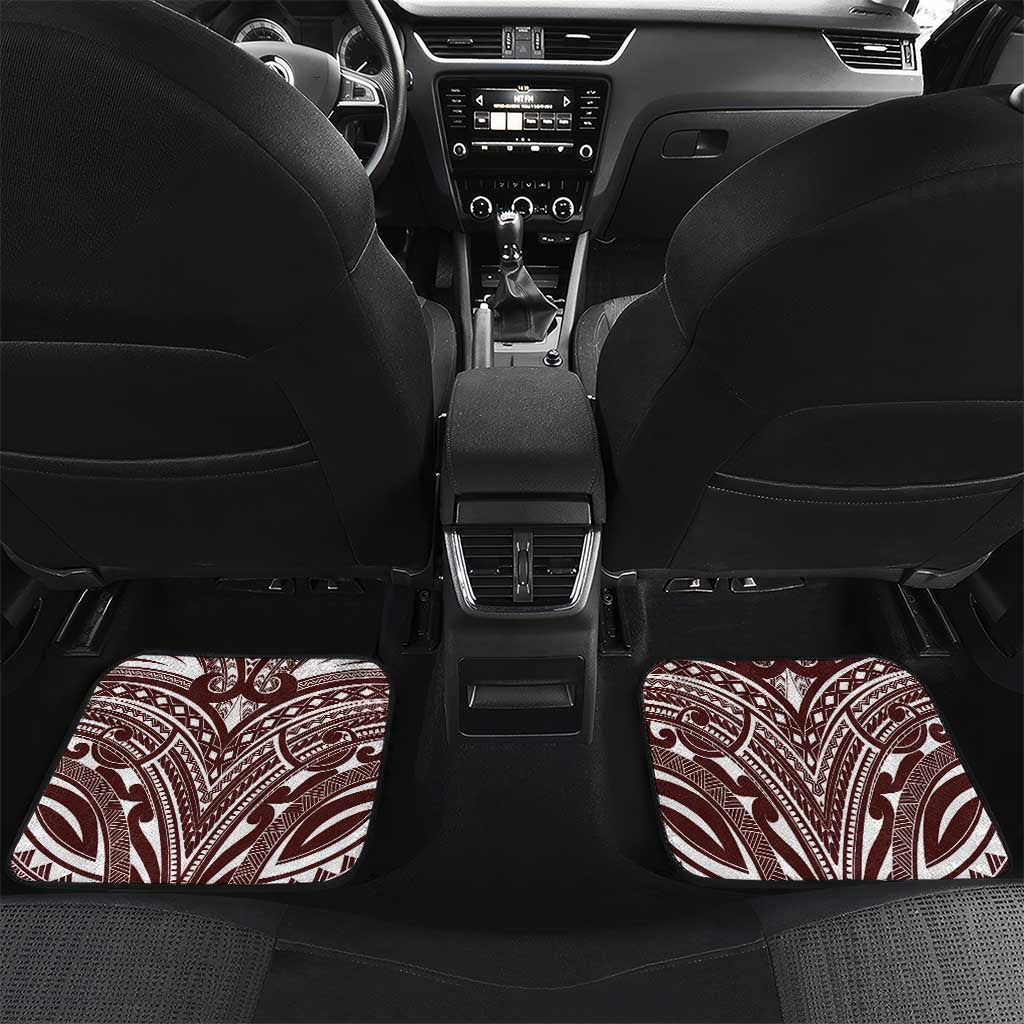 Christmas Hawaii with I'iwi Bird Car Mats Aloha Mele Kalikimaka - Oxblood Art LT9 Set 2pcs - Back Oxblood - Polynesian Pride