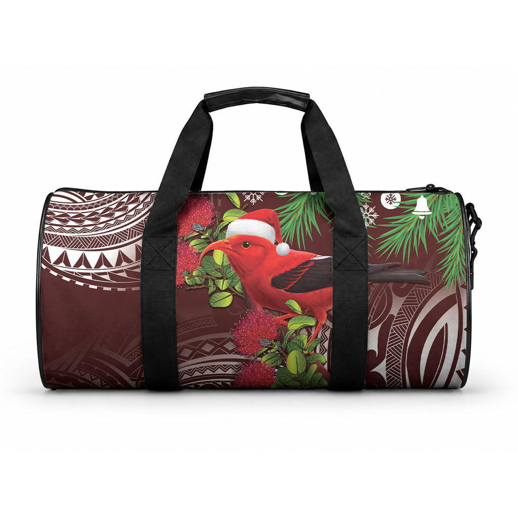 Christmas Hawaii with I'iwi Bird Duffle Bag Aloha Mele Kalikimaka - Oxblood Art LT9 One size Oxblood - Polynesian Pride