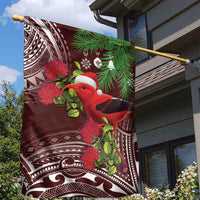 Christmas Hawaii with I'iwi Bird Garden Flag Aloha Mele Kalikimaka - Oxblood Art LT9 - Polynesian Pride