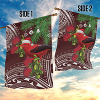 Christmas Hawaii with I'iwi Bird Garden Flag Aloha Mele Kalikimaka - Oxblood Art LT9 - Polynesian Pride