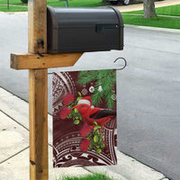 Christmas Hawaii with I'iwi Bird Garden Flag Aloha Mele Kalikimaka - Oxblood Art LT9 - Polynesian Pride