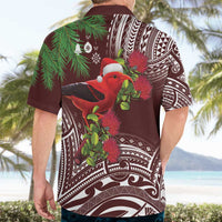 Christmas Hawaii with I'iwi Bird Hawaiian Shirt Aloha Mele Kalikimaka - Oxblood Art LT9 - Polynesian Pride