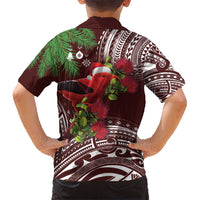 Christmas Hawaii with I'iwi Bird Hawaiian Shirt Aloha Mele Kalikimaka - Oxblood Art LT9 - Polynesian Pride