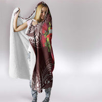 Christmas Hawaii with I'iwi Bird Hooded Blanket Aloha Mele Kalikimaka - Oxblood Art LT9 - Polynesian Pride