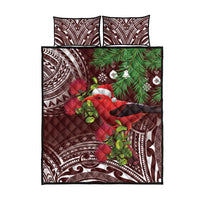 Christmas Hawaii with I'iwi Bird Quilt Bed Set Aloha Mele Kalikimaka - Oxblood Art LT9 - Polynesian Pride