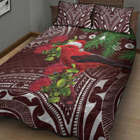 Christmas Hawaii with I'iwi Bird Quilt Bed Set Aloha Mele Kalikimaka - Oxblood Art LT9 - Polynesian Pride
