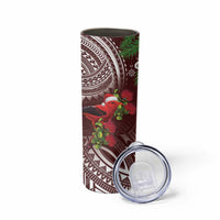 Christmas Hawaii with I'iwi Bird Skinny Tumbler Aloha Mele Kalikimaka - Oxblood Art LT9 - Polynesian Pride