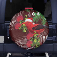 Christmas Hawaii with I'iwi Bird Spare Tire Cover Aloha Mele Kalikimaka - Oxblood Art LT9 - Polynesian Pride