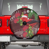 Christmas Hawaii with I'iwi Bird Spare Tire Cover Aloha Mele Kalikimaka - Oxblood Art LT9 - Polynesian Pride