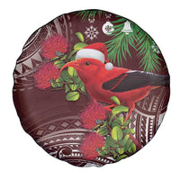 Christmas Hawaii with I'iwi Bird Spare Tire Cover Aloha Mele Kalikimaka - Oxblood Art LT9 - Polynesian Pride