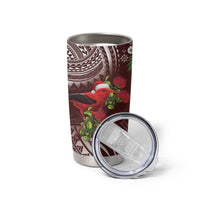 Christmas Hawaii with I'iwi Bird Tumbler Cup Aloha Mele Kalikimaka - Oxblood Art LT9 - Polynesian Pride