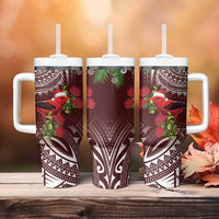 Christmas Hawaii with I'iwi Bird Tumbler With Handle Aloha Mele Kalikimaka - Oxblood Art LT9 - Polynesian Pride