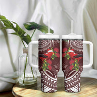 Christmas Hawaii with I'iwi Bird Tumbler With Handle Aloha Mele Kalikimaka - Oxblood Art LT9 - Polynesian Pride