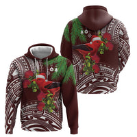 Christmas Hawaii with I'iwi Bird Zip Hoodie Aloha Mele Kalikimaka - Oxblood Art LT9 - Polynesian Pride