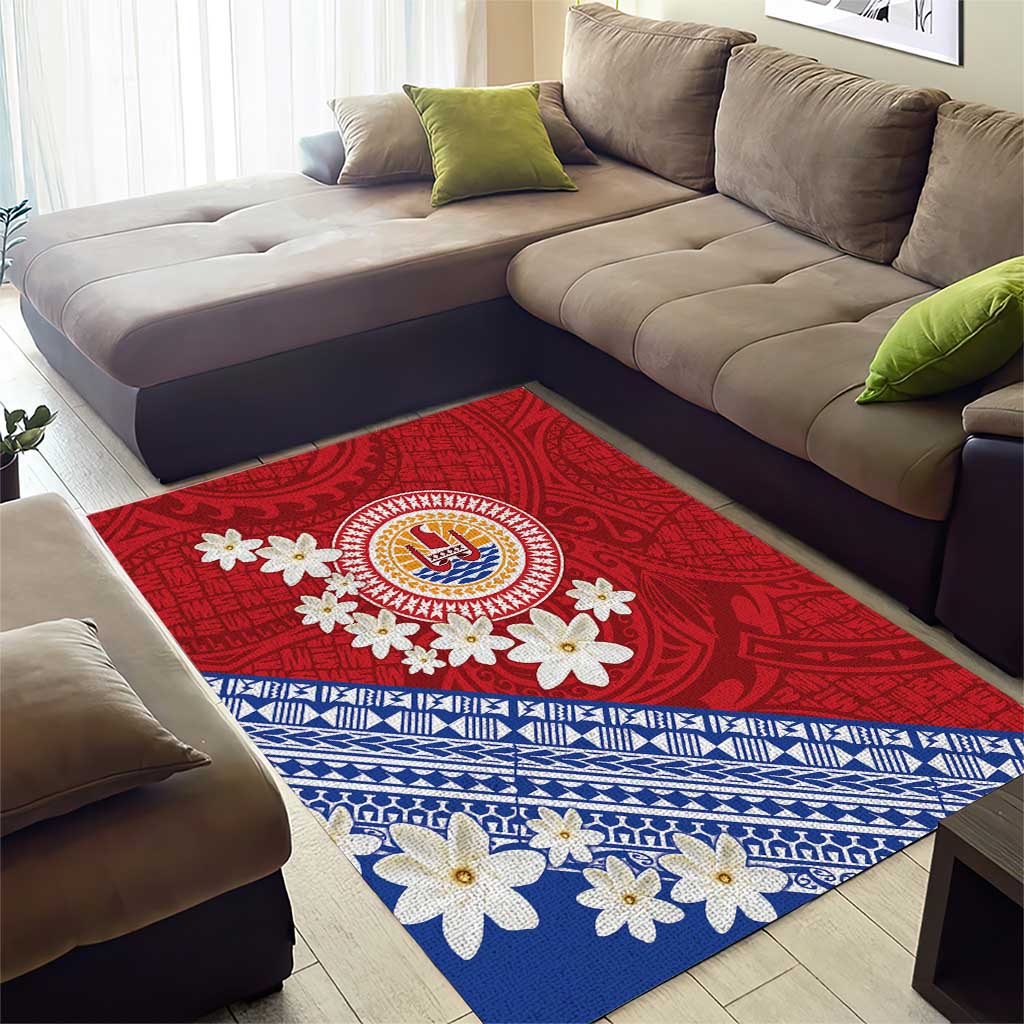 French Polynesia Area Rug Tahitian Tiare Flowers Tribal LT9 - Polynesian Pride