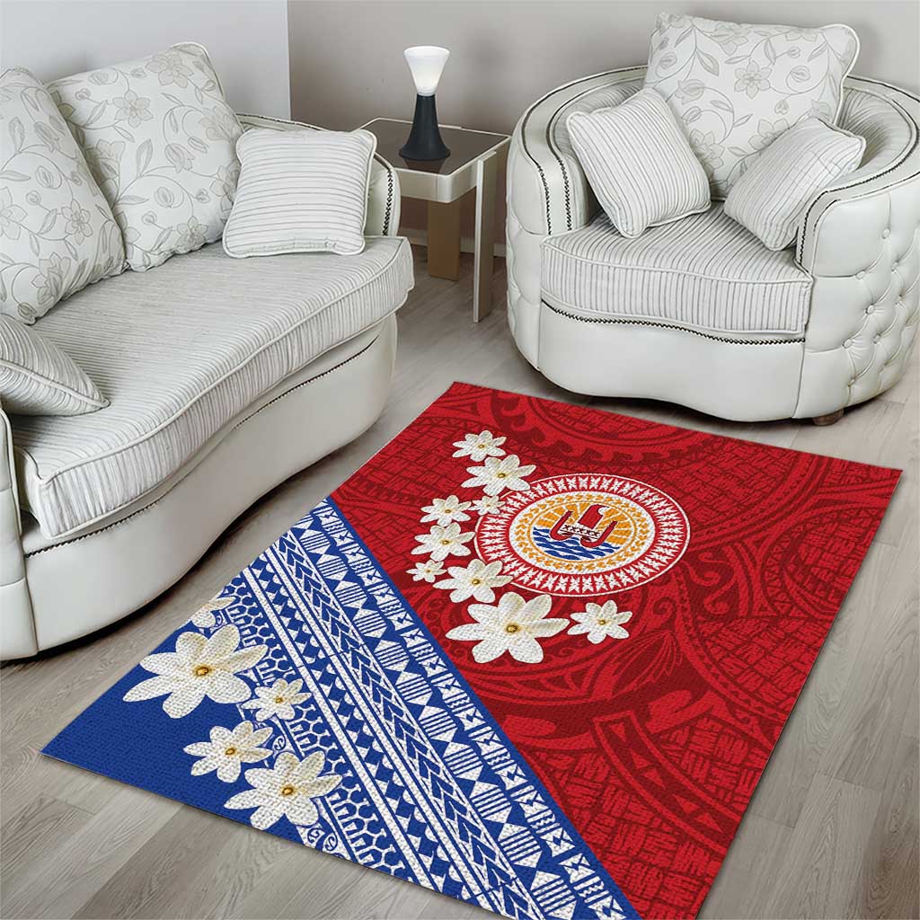 French Polynesia Area Rug Tahitian Tiare Flowers Tribal LT9 - Polynesian Pride