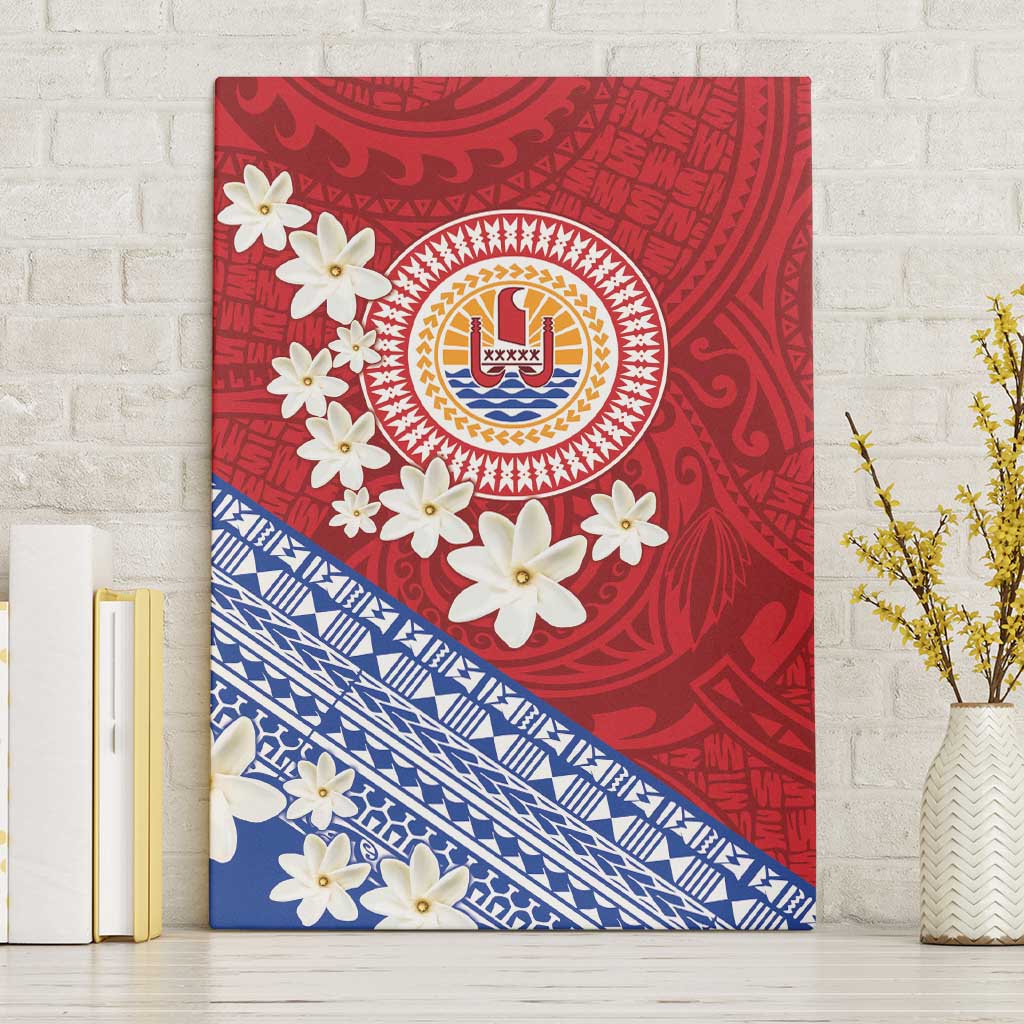 French Polynesia Canvas Wall Art Tahitian Tiare Flowers Tribal LT9 Without Frame Red - Polynesian Pride