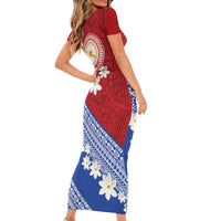 French Polynesia Family Matching Short Sleeve Bodycon Dress and Hawaiian Shirt Tahitian Tiare Flowers Tribal LT9 - Polynesian Pride