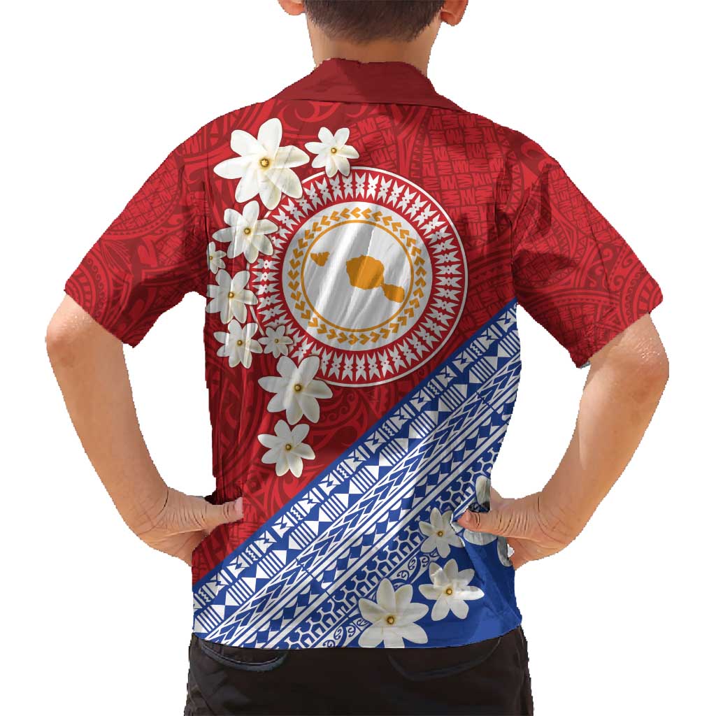 French Polynesia Family Matching Summer Maxi Dress and Hawaiian Shirt Tahitian Tiare Flowers Tribal LT9 - Polynesian Pride