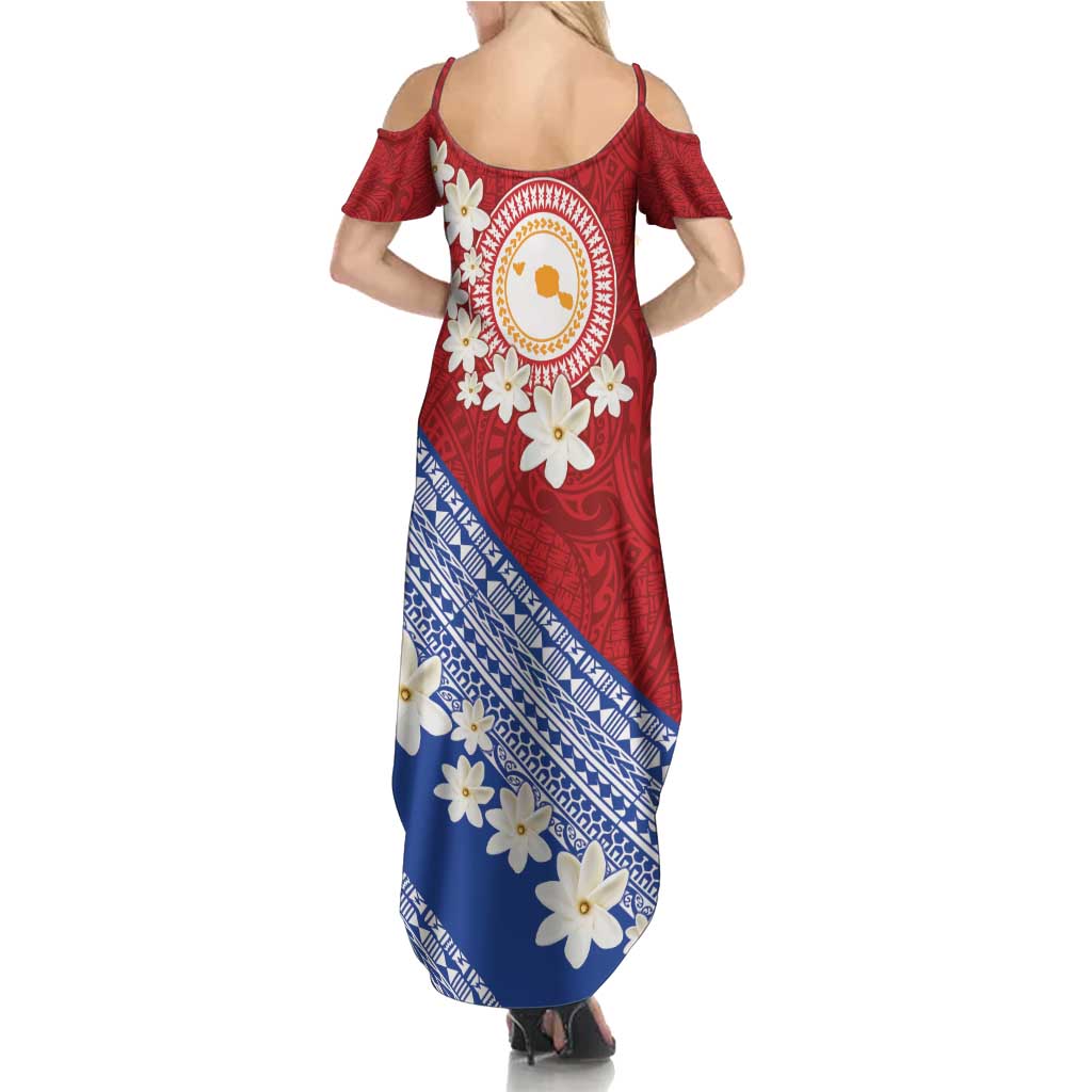 French Polynesia Family Matching Summer Maxi Dress and Hawaiian Shirt Tahitian Tiare Flowers Tribal LT9 - Polynesian Pride