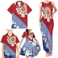 French Polynesia Family Matching Tank Maxi Dress and Hawaiian Shirt Tahitian Tiare Flowers Tribal LT9 - Polynesian Pride