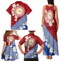 French Polynesia Family Matching Tank Maxi Dress and Hawaiian Shirt Tahitian Tiare Flowers Tribal LT9 - Polynesian Pride