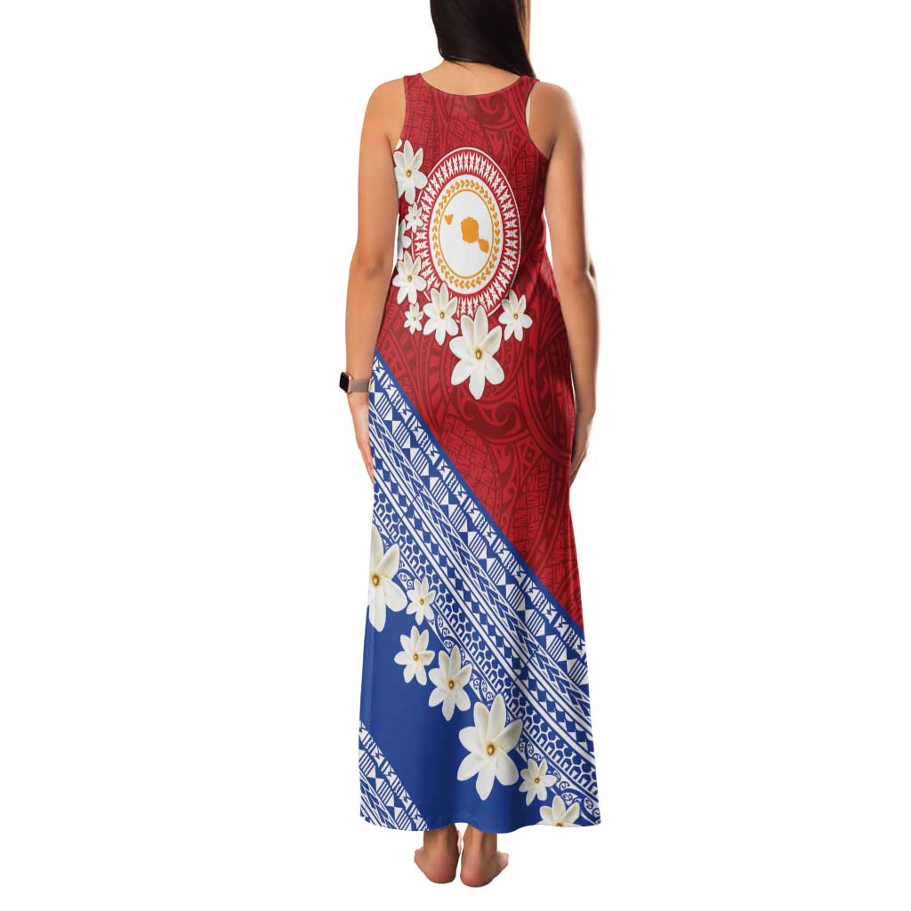 French Polynesia Family Matching Tank Maxi Dress and Hawaiian Shirt Tahitian Tiare Flowers Tribal LT9 - Polynesian Pride