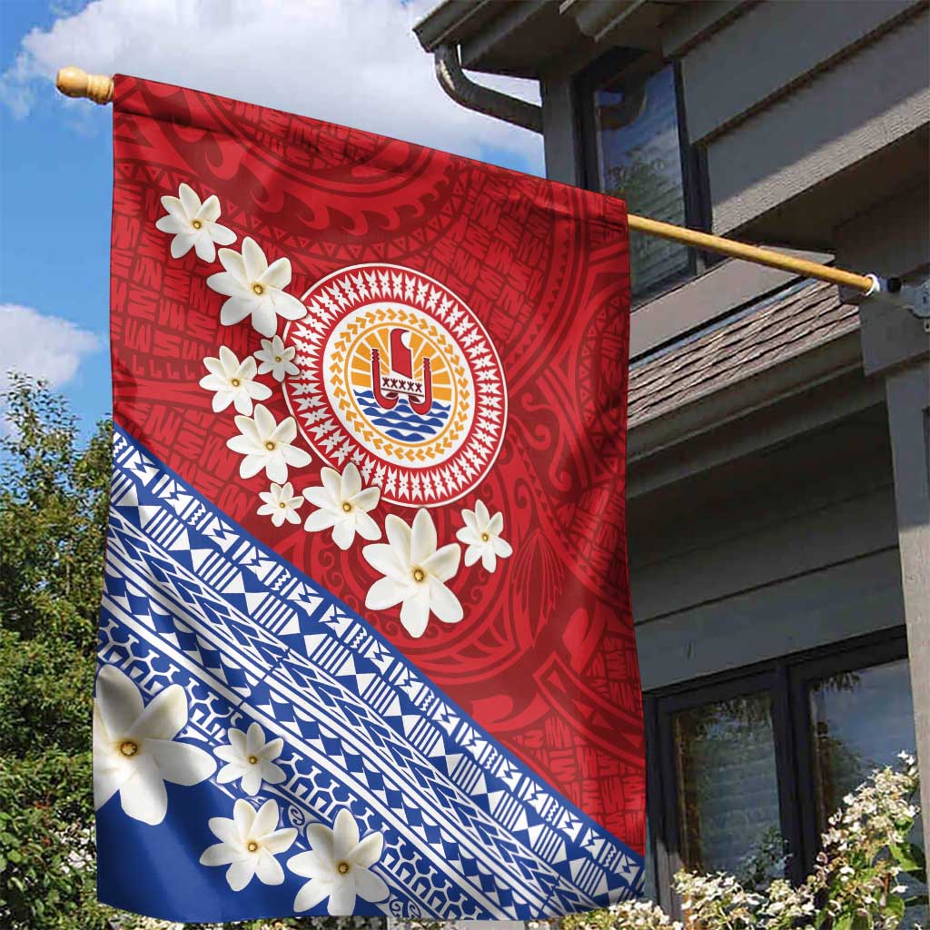 French Polynesia Garden Flag Tahitian Tiare Flowers Tribal LT9 - Polynesian Pride