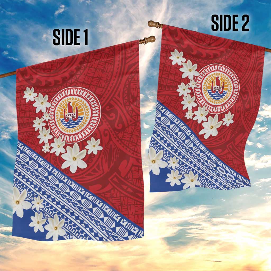 French Polynesia Garden Flag Tahitian Tiare Flowers Tribal LT9 - Polynesian Pride