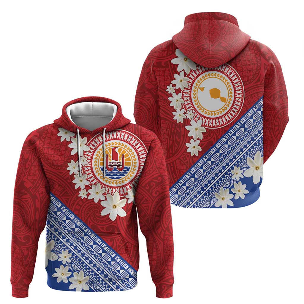 French Polynesia Hoodie Tahitian Tiare Flowers Tribal