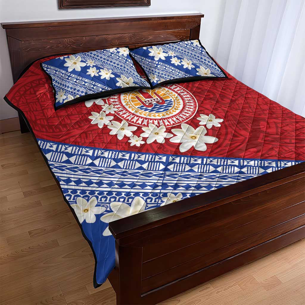 French Polynesia Quilt Bed Set Tahitian Tiare Flowers Tribal LT9 - Polynesian Pride