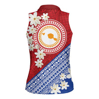 French Polynesia Women Sleeveless Polo Shirt Tahitian Tiare Flowers Tribal LT9 - Polynesian Pride