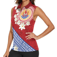 French Polynesia Women Sleeveless Polo Shirt Tahitian Tiare Flowers Tribal LT9 - Polynesian Pride