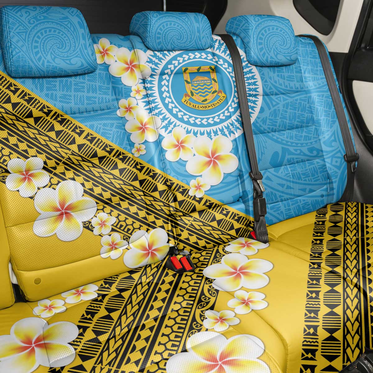 Tuvalu Plumeria Flowers Back Car Seat Cover Polynesian Tribal Pattern LT9 - Polynesian Pride