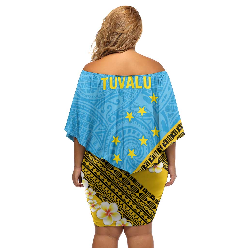 Tuvalu Plumeria Flowers Family Matching Off Shoulder Short Dress and Hawaiian Shirt Polynesian Tribal Pattern LT9 - Polynesian Pride