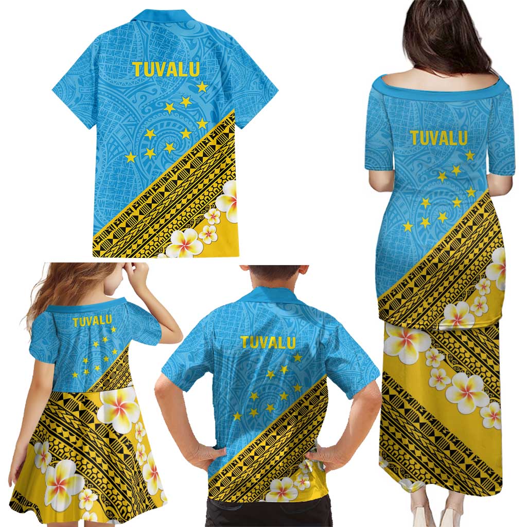 Tuvalu Plumeria Flowers Family Matching Puletasi and Hawaiian Shirt Polynesian Tribal Pattern LT9 - Polynesian Pride