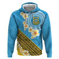 Tuvalu Plumeria Flowers Hoodie Polynesian Tribal Pattern LT9 Pullover Hoodie Blue - Polynesian Pride