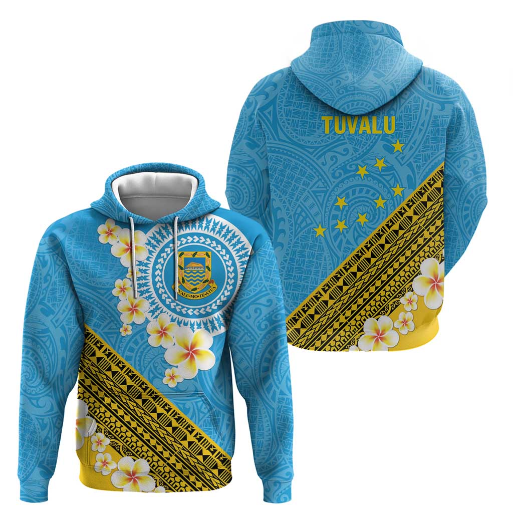Tuvalu Plumeria Flowers Hoodie Polynesian Tribal Pattern LT9 - Polynesian Pride