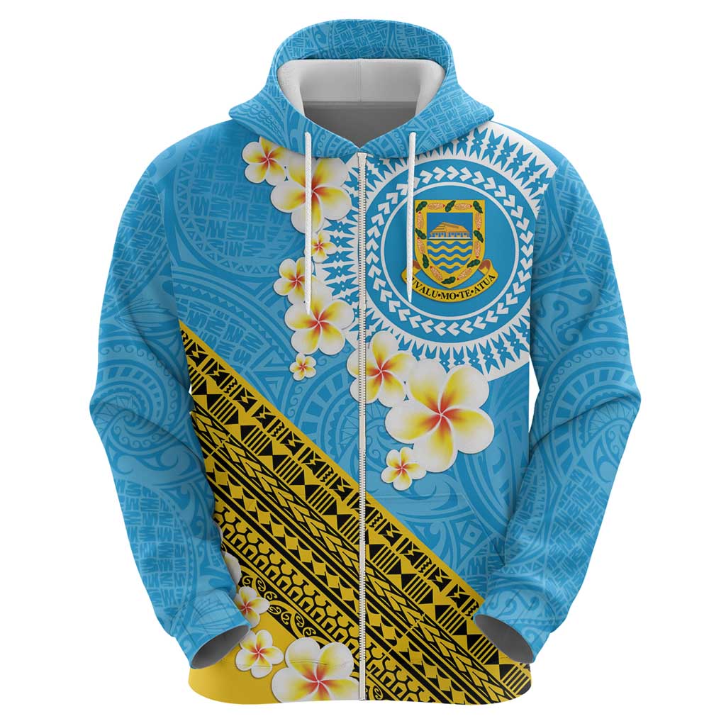 Tuvalu Plumeria Flowers Hoodie Polynesian Tribal Pattern LT9 - Polynesian Pride