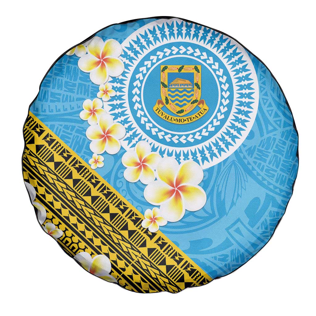 Tuvalu Plumeria Flowers Spare Tire Cover Polynesian Tribal Pattern