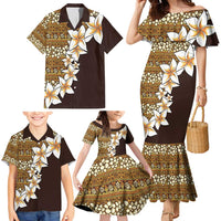 Vintage Hibiscus Turtle Pattern Family Matching Mermaid Dress and Hawaiian Shirt with Plumeria Half Style LT9 - Polynesian Pride