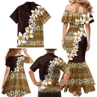 Vintage Hibiscus Turtle Pattern Family Matching Mermaid Dress and Hawaiian Shirt with Plumeria Half Style LT9 - Polynesian Pride