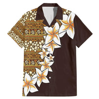 Vintage Hibiscus Turtle Pattern Family Matching Mermaid Dress and Hawaiian Shirt with Plumeria Half Style LT9 Dad's Shirt - Short Sleeve Gold - Polynesian Pride