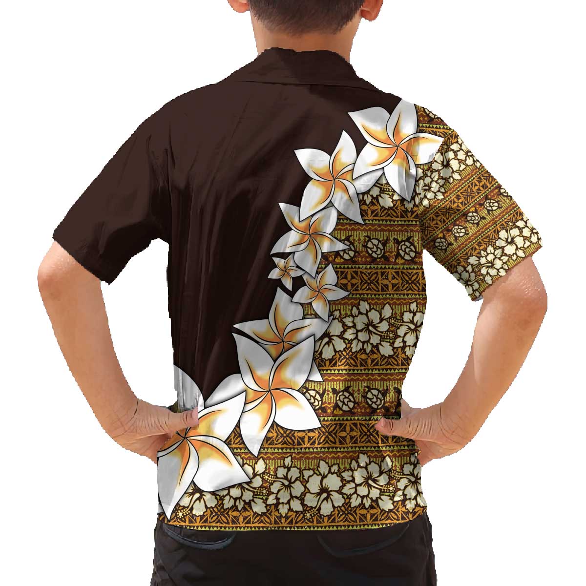 Vintage Hibiscus Turtle Pattern Family Matching Off The Shoulder Long Sleeve Dress and Hawaiian Shirt with Plumeria Half Style LT9 - Polynesian Pride