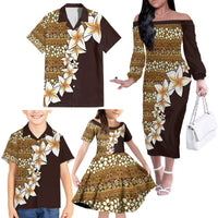 Vintage Hibiscus Turtle Pattern Family Matching Off The Shoulder Long Sleeve Dress and Hawaiian Shirt with Plumeria Half Style LT9 - Polynesian Pride