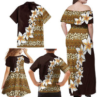 Vintage Hibiscus Turtle Pattern Family Matching Off Shoulder Maxi Dress and Hawaiian Shirt with Plumeria Half Style LT9 - Polynesian Pride