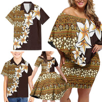 Vintage Hibiscus Turtle Pattern Family Matching Off Shoulder Short Dress and Hawaiian Shirt with Plumeria Half Style LT9 - Polynesian Pride